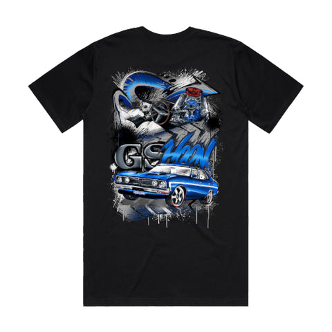 HOON CUSTOMS GSHOON XB FORD FAIRMONT GS GRAFFITI T-SHIRT FRONT AND BACK PRINT