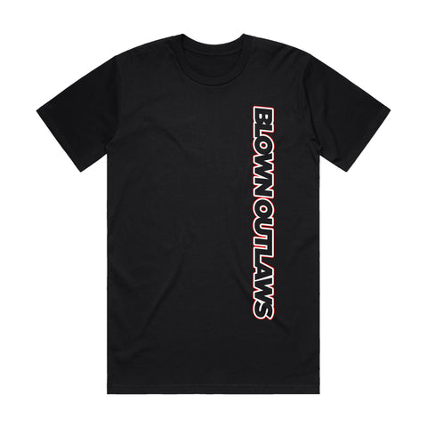 BLOWN OUTLAWS FUKYEA & FUKDAT RED & WHITE TEXT T-SHIRT FRONT AND BACK PRINT
