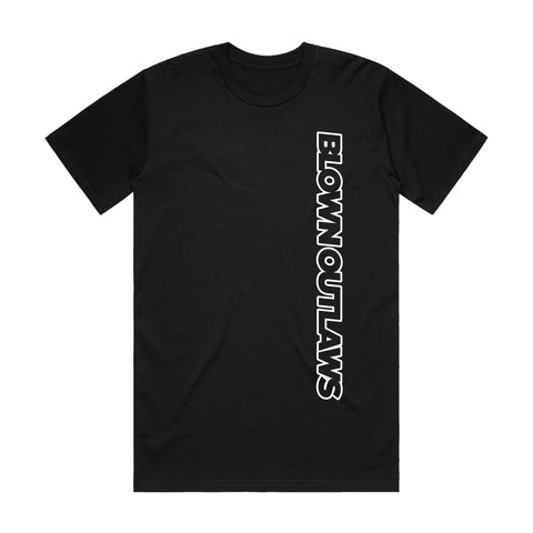 BLOWN OUTLAWS FUKYEA & FUKDAT WHITE TEXT T-SHIRT FRONT AND BACK PRINT