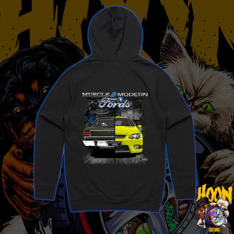 MUSCLE & MODERN FORDS HOODIE FRONT & BACK PRINT