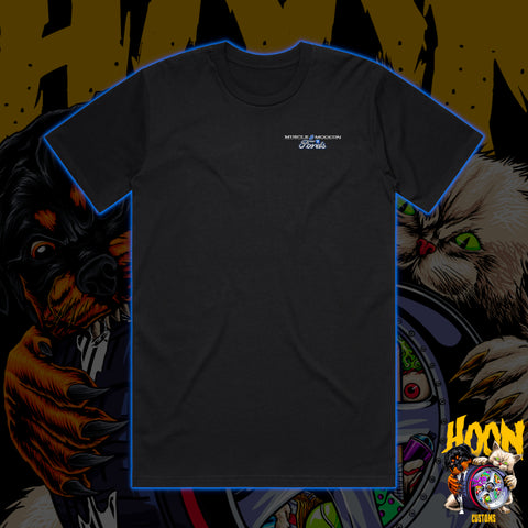 MUSCLE & MODERN FORDS T-SHIRT FRONT AND BACK PRINT