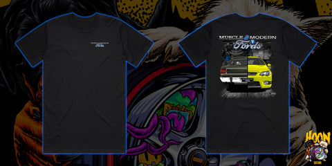 MUSCLE & MODERN FORDS T-SHIRT FRONT AND BACK PRINT