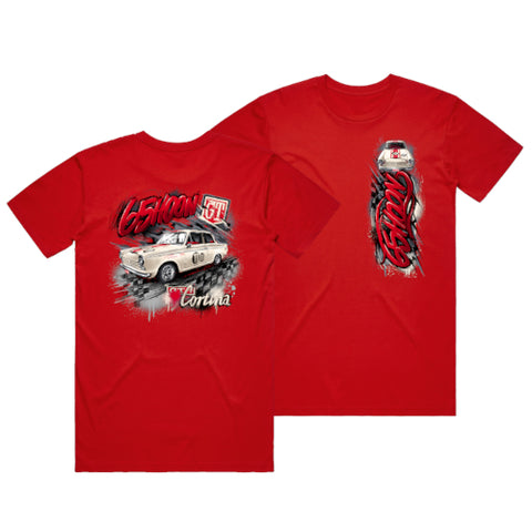 HOON CUSTOMS 65HOON FORD MK1 CORTINA GRAFFITI T-SHIRT FRONT AND BACK PRINT