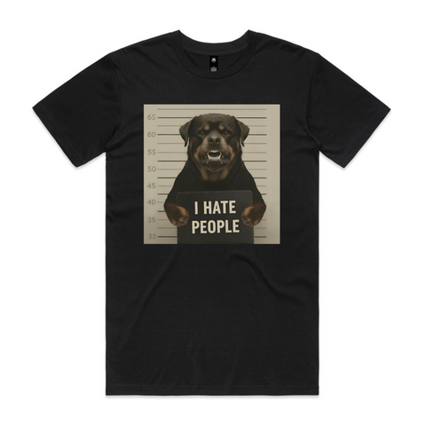 HOON CUSTOMS I HATE PEOPLE VADER ROTTWEILER DOG T-SHIRT FRONT PRINT