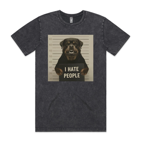 HOON CUSTOMS I HATE PEOPLE VADER ROTTWEILER DOG T-SHIRT FRONT PRINT