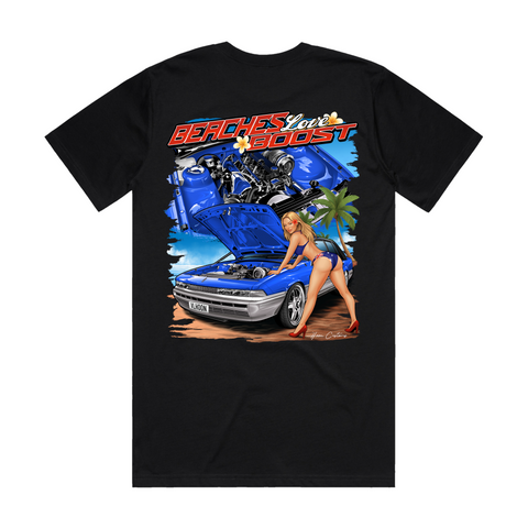HOON CUSTOMS VL CALAIS BEACHES LOVE BOOST T-SHIRT FRONT AND BACK PRINT