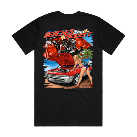 HOON CUSTOMS VL CALAIS BEACHES LOVE BOOST T-SHIRT FRONT AND BACK PRINT