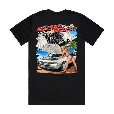 HOON CUSTOMS VL CALAIS BEACHES LOVE BOOST T-SHIRT FRONT AND BACK PRINT