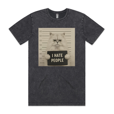 HOON CUSTOMS I HATE PEOPLE WAMPA PERSIAN CAT T-SHIRT FRONT PRINT