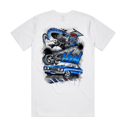 HOON CUSTOMS GSHOON XB FORD FAIRMONT GS GRAFFITI T-SHIRT FRONT AND BACK PRINT