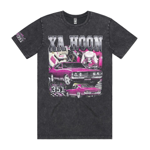 HOON CUSTOMS XAHOON STONE WASH BOOTLEG T-SHIRT FRONT, BACK & SLEEVE PRINT