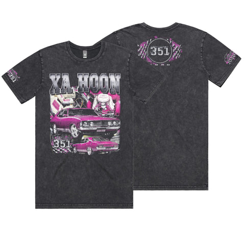 HOON CUSTOMS XAHOON STONE WASH BOOTLEG T-SHIRT FRONT, BACK & SLEEVE PRINT